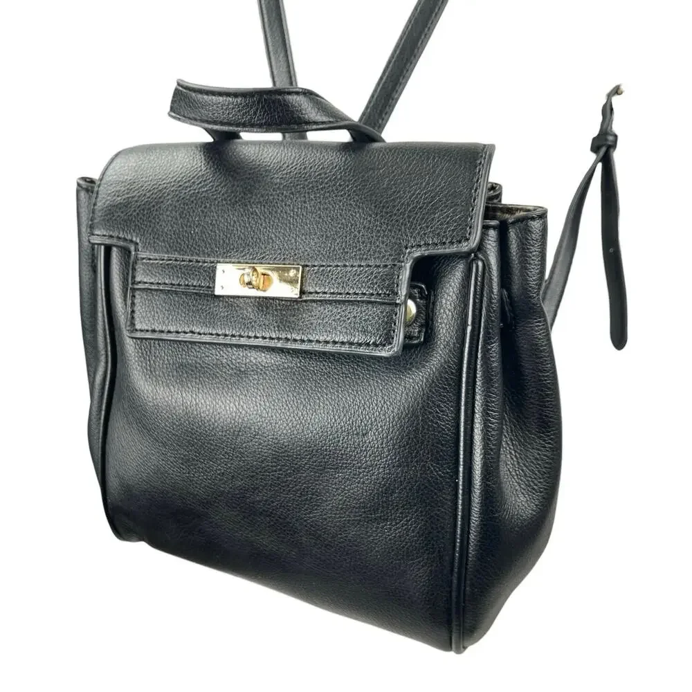 Urban Expressions Black Pebble Faux Leather Vegan Kelly-style Backpack One Size